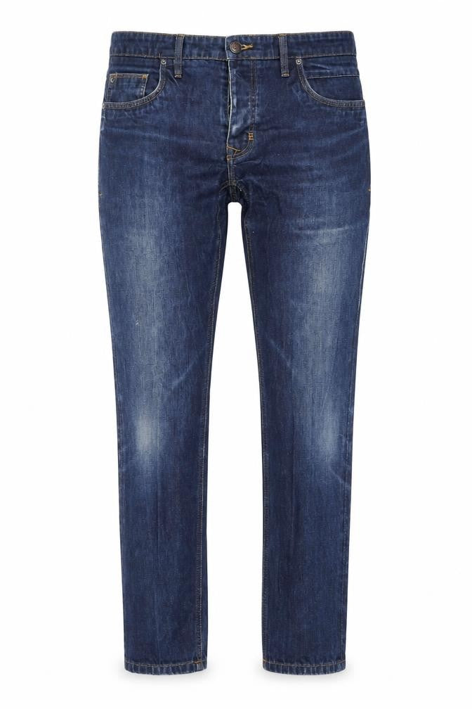 Front view of Easy women’s blue cotton skinny jeans, size UK 34, in, 28-inch leg regular zip