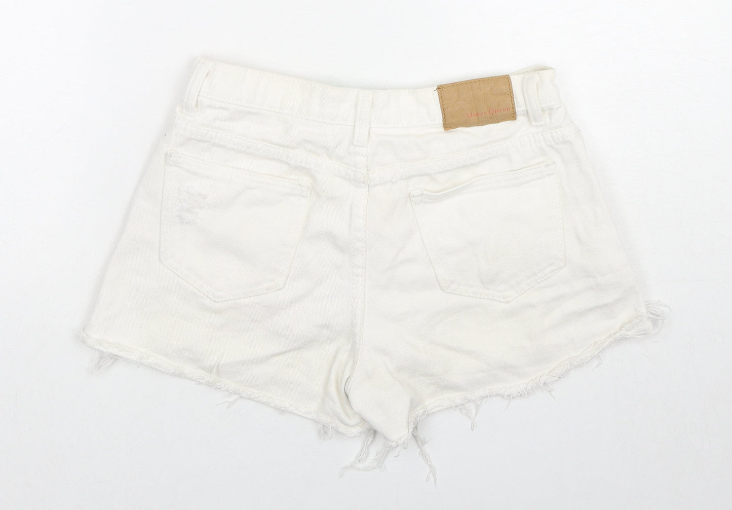 Moses Queen Womens White Cotton Hot Pants Shorts Size M L3 in Regular Zip