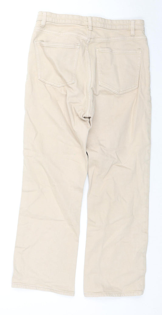 Lindex Womens Beige Cotton Straight Jeans Size 12 L24 in Regular Zip