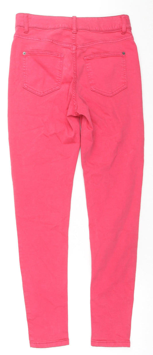 Marks and Spencer Womens Pink Cotton Skinny Jeans Size 10 L27 in Regular Zip