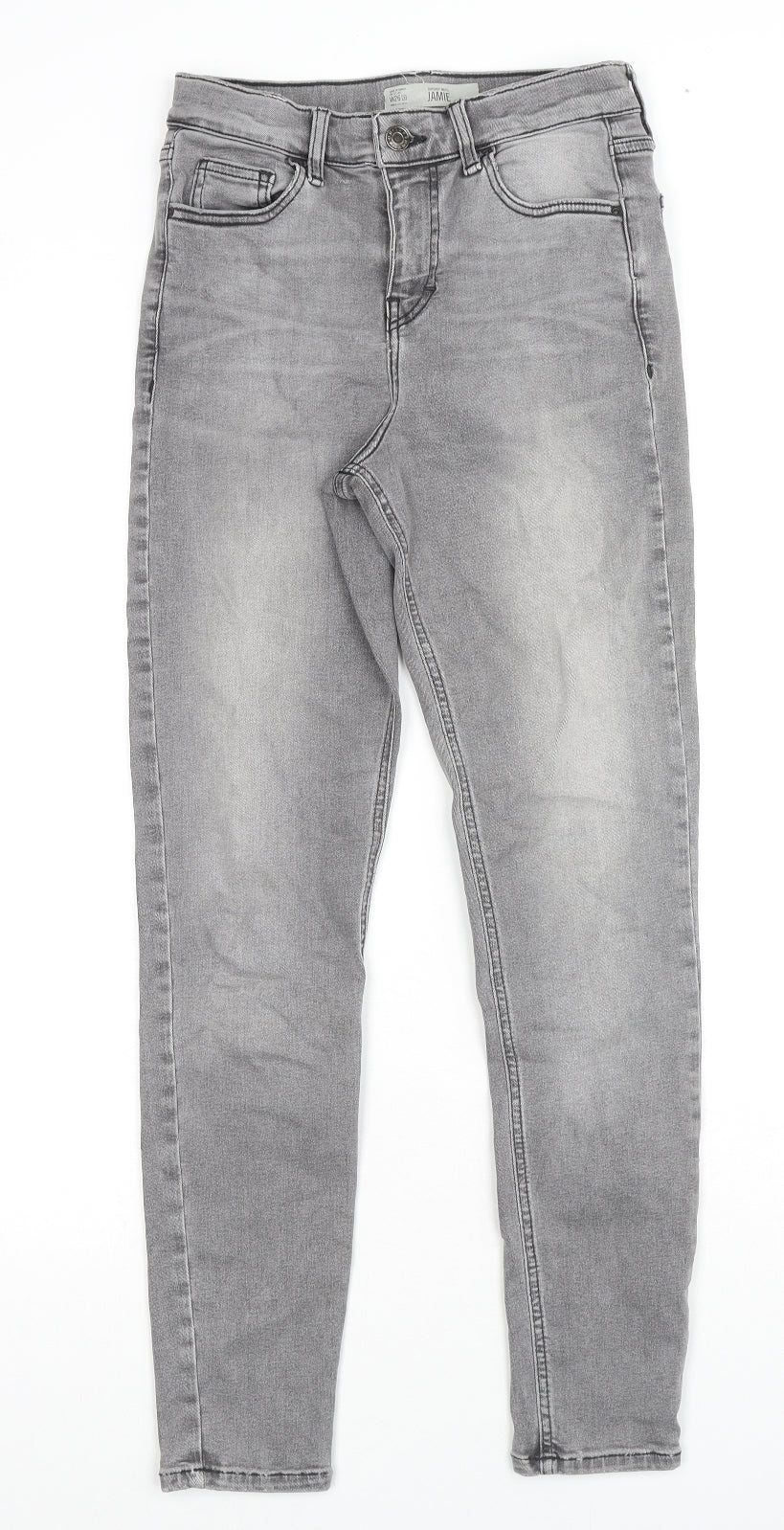 Topshop Womens Grey Cotton Skinny Jeans Size 26 L32 in Regular Zip