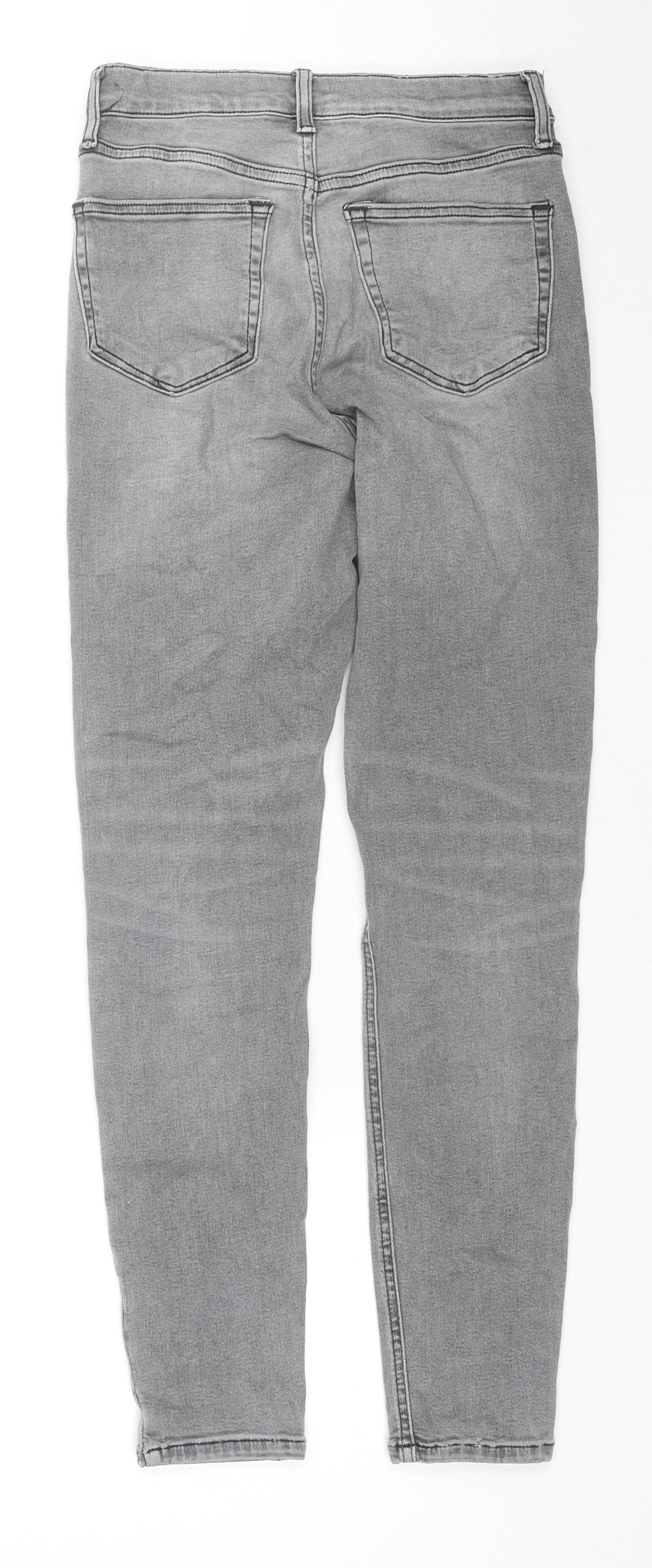 Topshop Womens Grey Cotton Skinny Jeans Size 26 L32 in Regular Zip