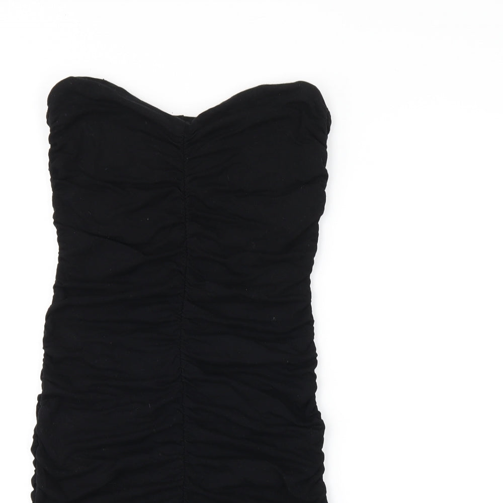 ASOS Womens Black Viscose Bodycon Size 10 Off the Shoulder Pullover