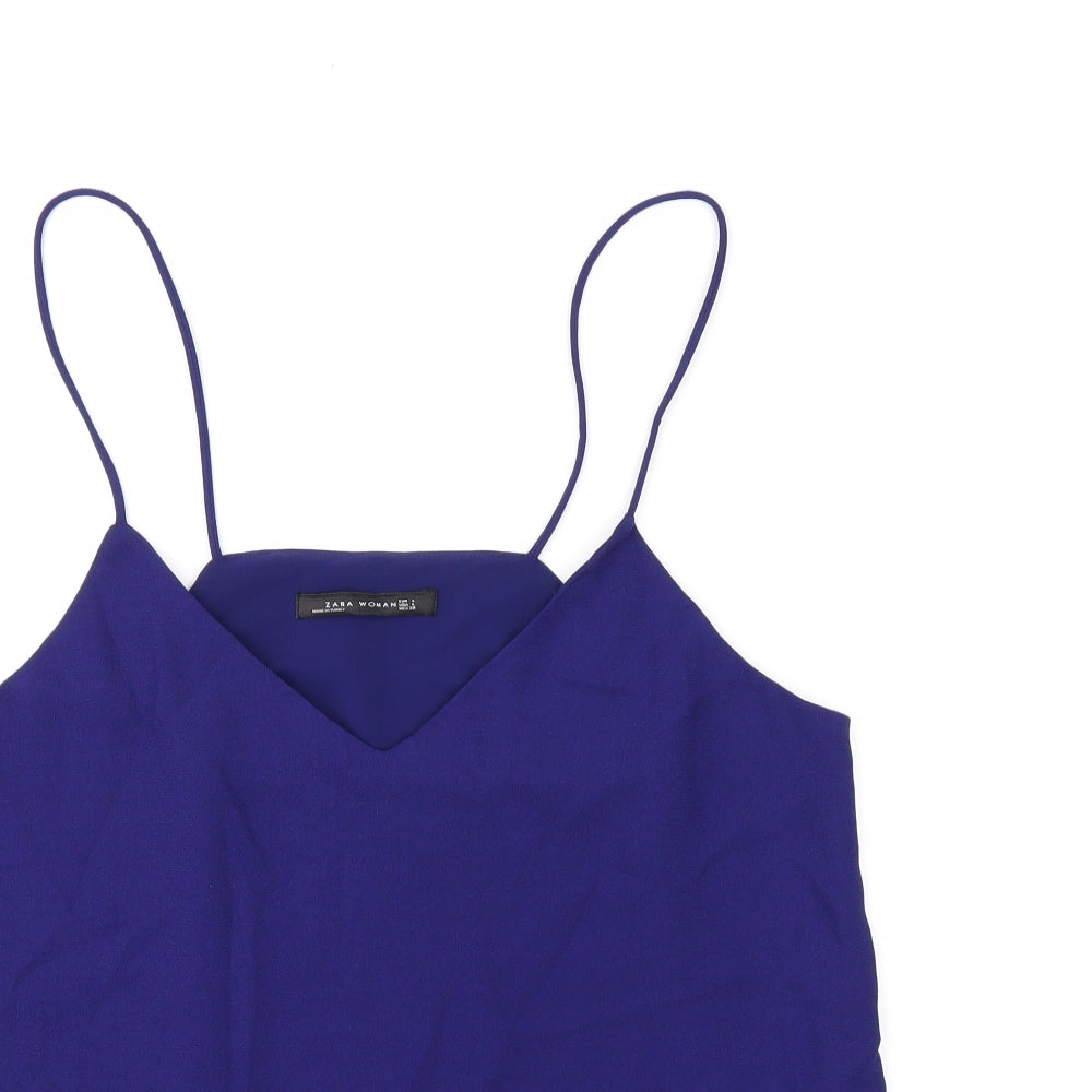 Zara Womens Blue Polyester Camisole Tank Size 14 V-Neck