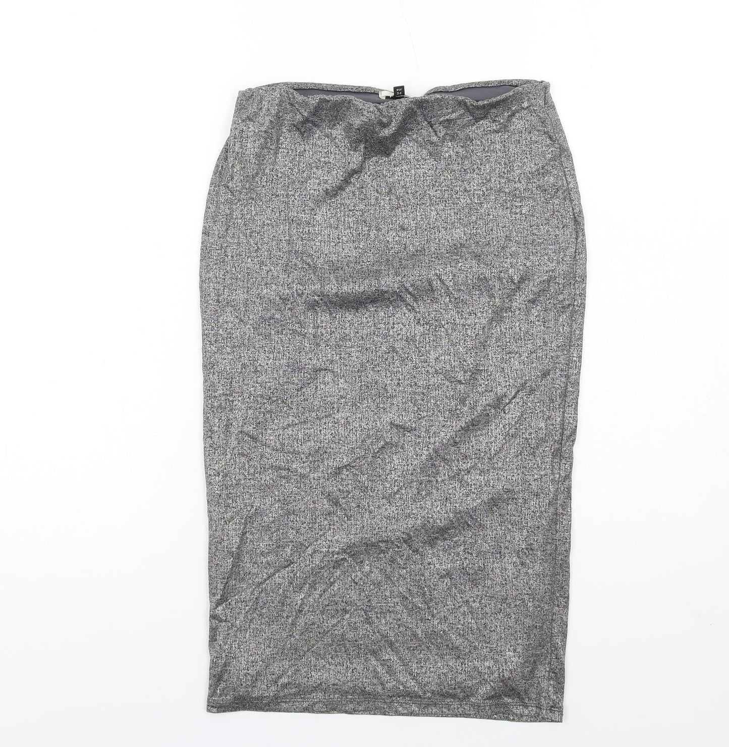 River Island Womens Silver Polyester Straight & Pencil Skirt Size 8