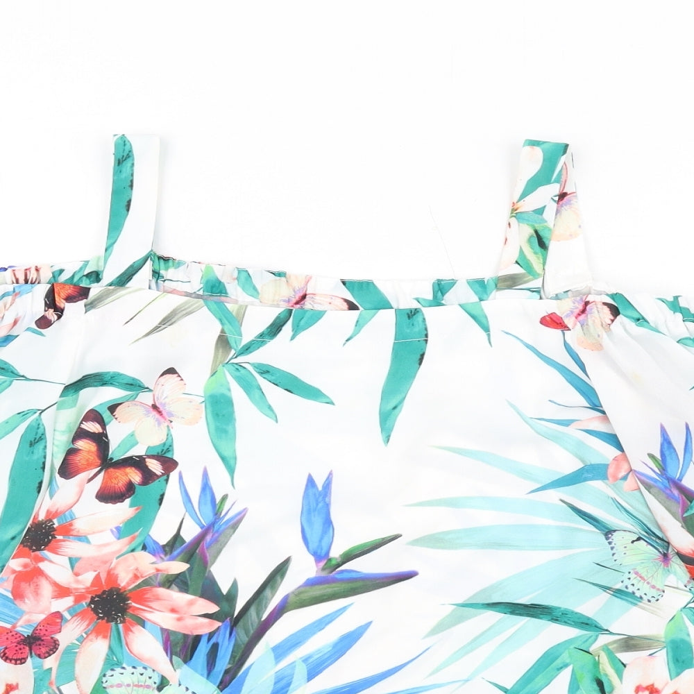 Wallis Womens Multicoloured Floral Polyester Basic Blouse Size S Off the Shoulder