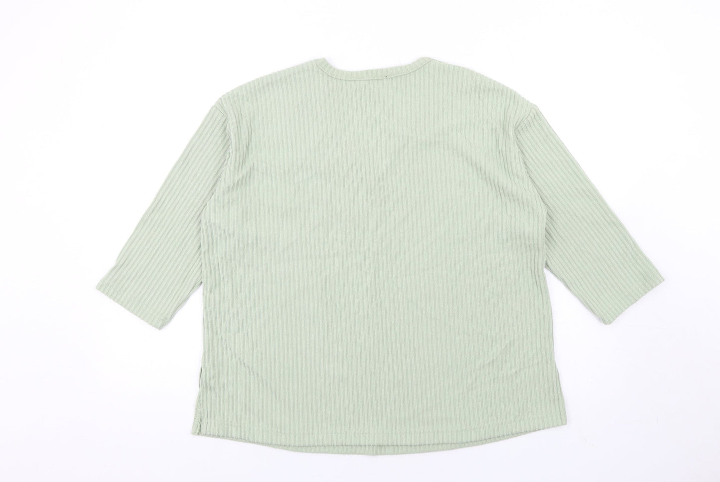 New Look Womens Green V-Neck Polyester Pullover Jumper Size M