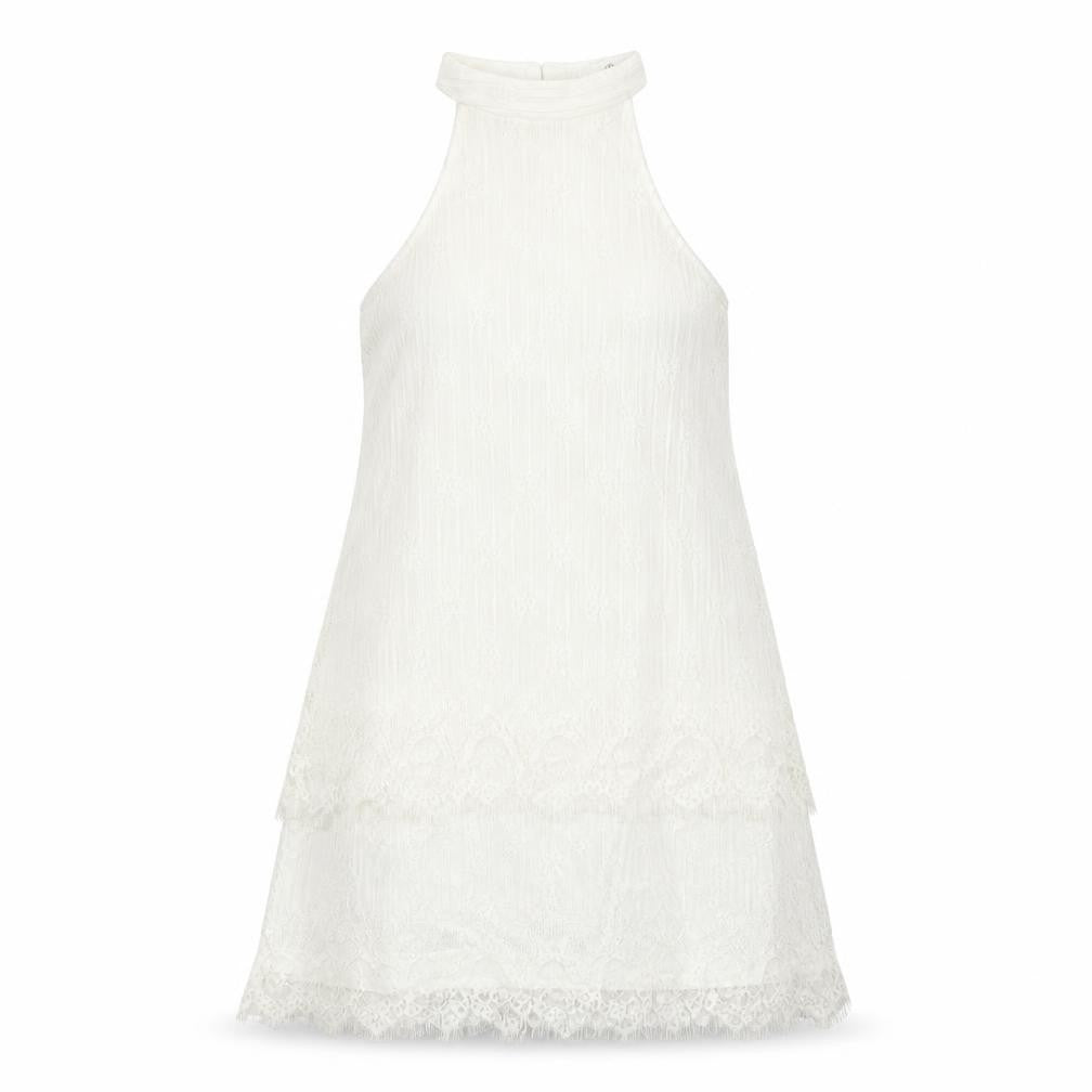 Missguided Womens White Nylon A-Line Size 14 Mock Neck Button
