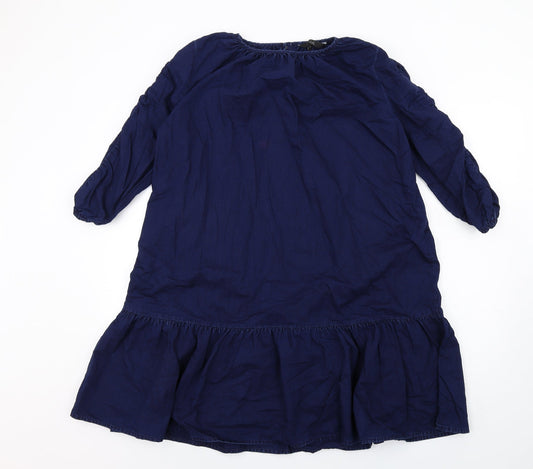 NEXT Womens Blue Viscose Trapeze & Swing Size 8 Round Neck Button