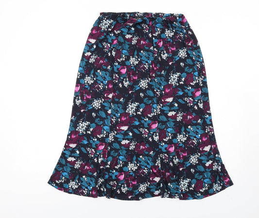 Kate Lilly Womens Multicoloured Floral Polyester A-Line Skirt Size 10