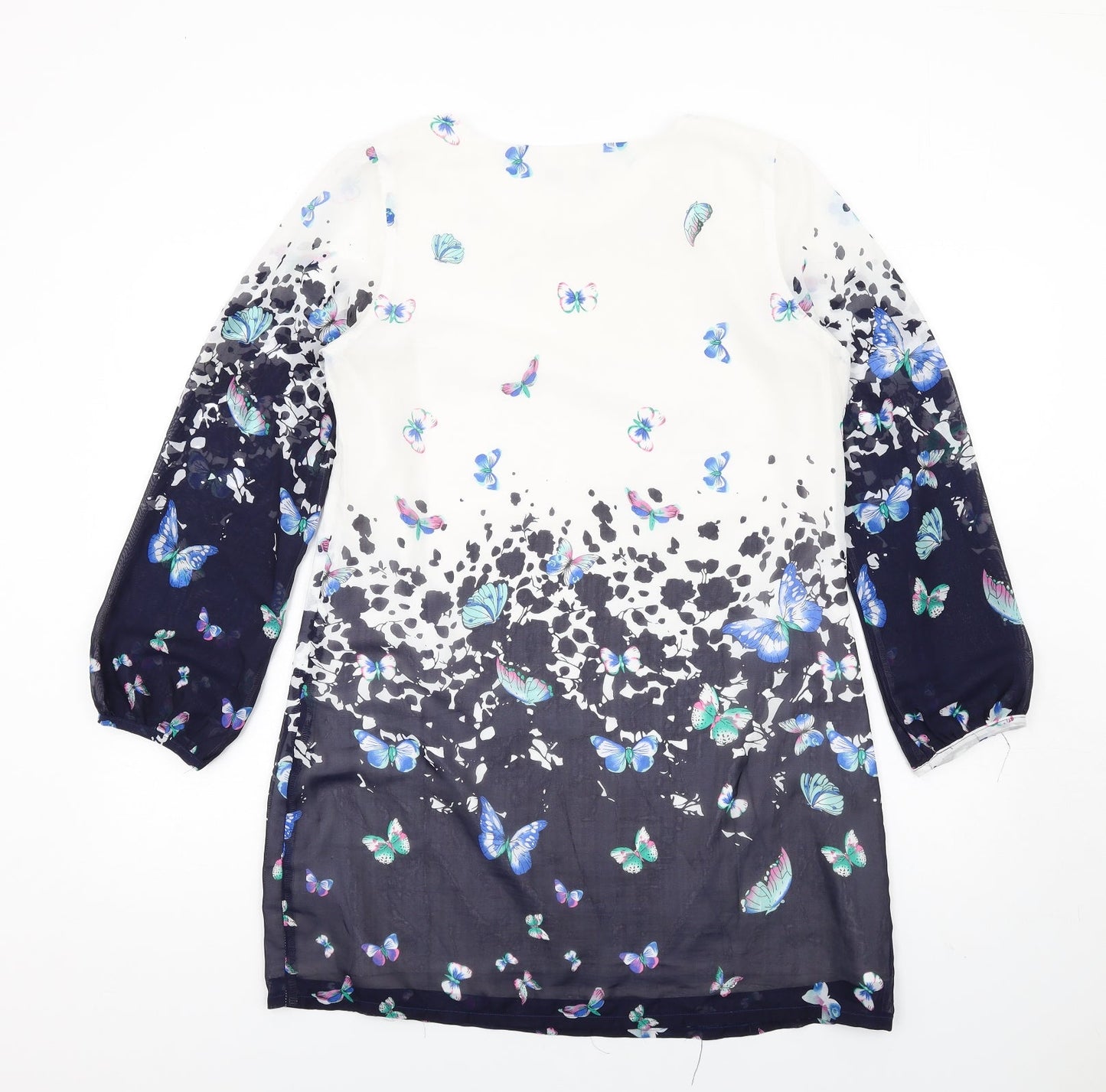 Yumi Womens Multicoloured Geometric Polyester A-Line Size 14 Round Neck Zip - Butterflies