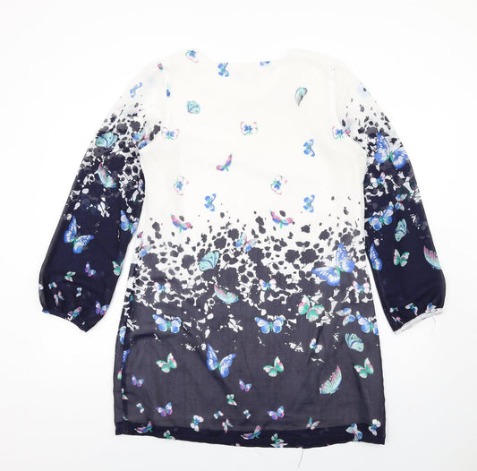 Yumi Womens Multicoloured Geometric Polyester A-Line Size 14 Round Neck Zip - Butterflies