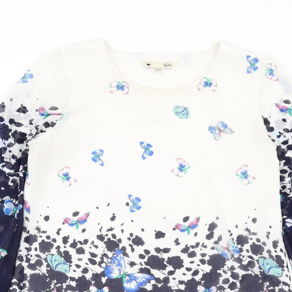 Yumi Womens Multicoloured Geometric Polyester A-Line Size 14 Round Neck Zip - Butterflies