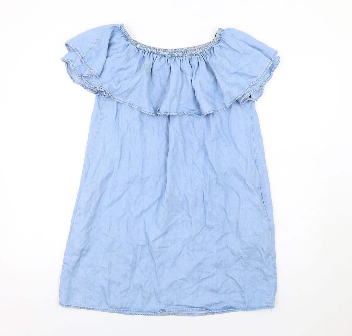 Zara Womens Blue Lyocell A-Line Size M Off the Shoulder Pullover