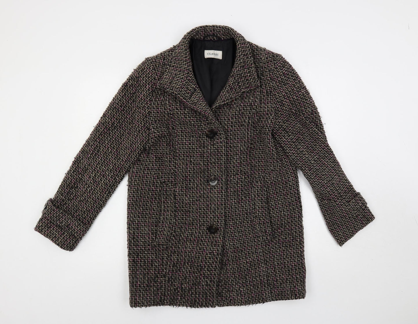 Marks and Spencer Womens Multicoloured Overcoat Coat Size 10 Button
