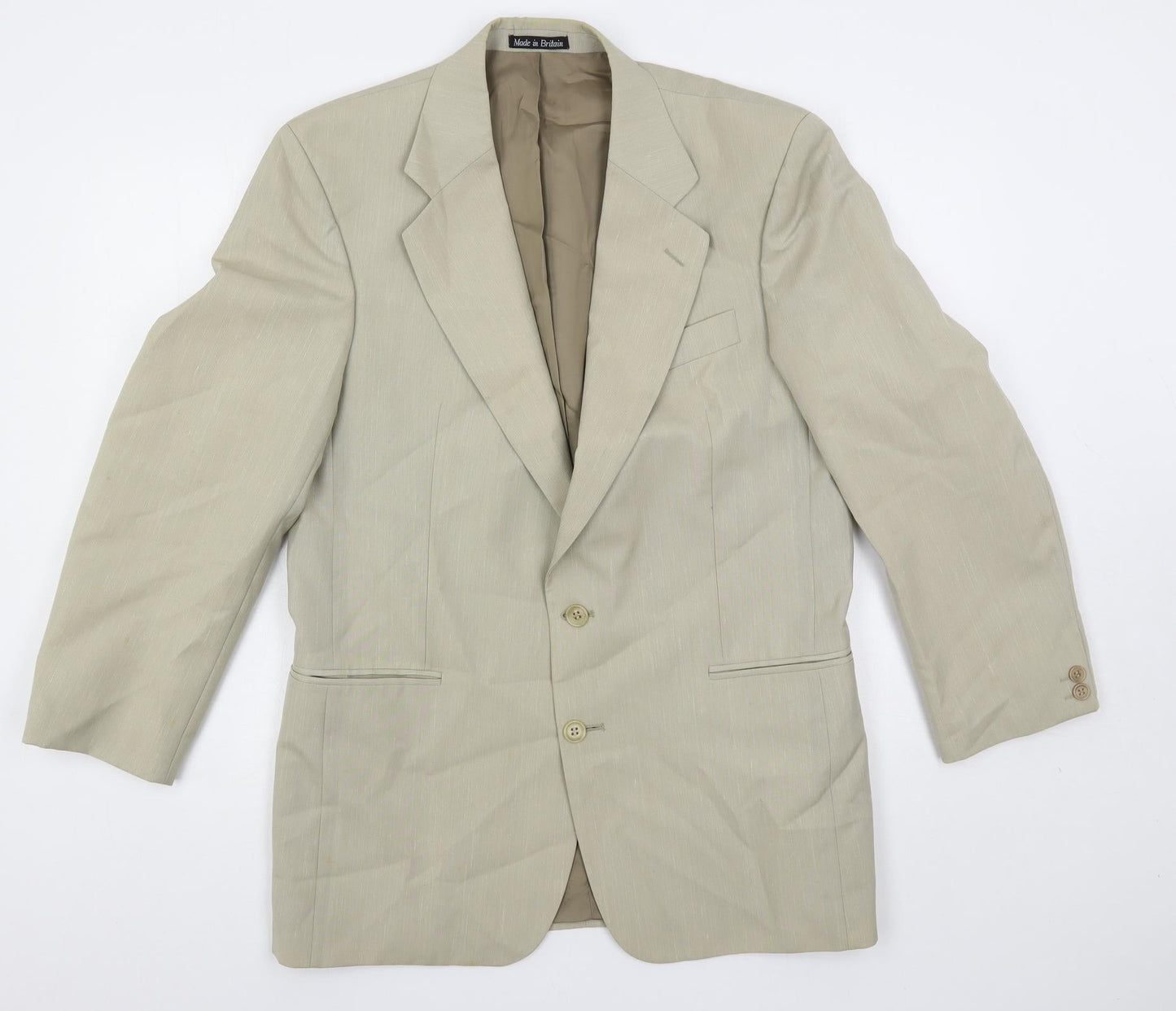 Brook Taverner Mens Beige Polyester Jacket Suit Jacket Size 40 Regular