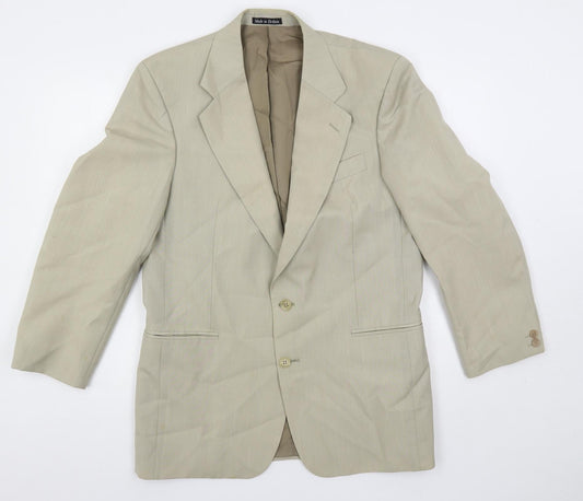 Brook Taverner Mens Beige Polyester Jacket Suit Jacket Size 40 Regular
