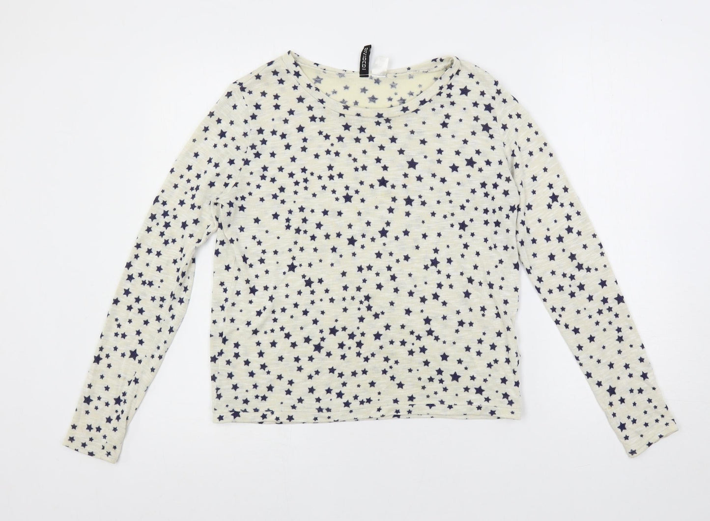 H&M Womens Ivory Boat Neck Geometric Polyester Pullover Jumper Size S - Star Print