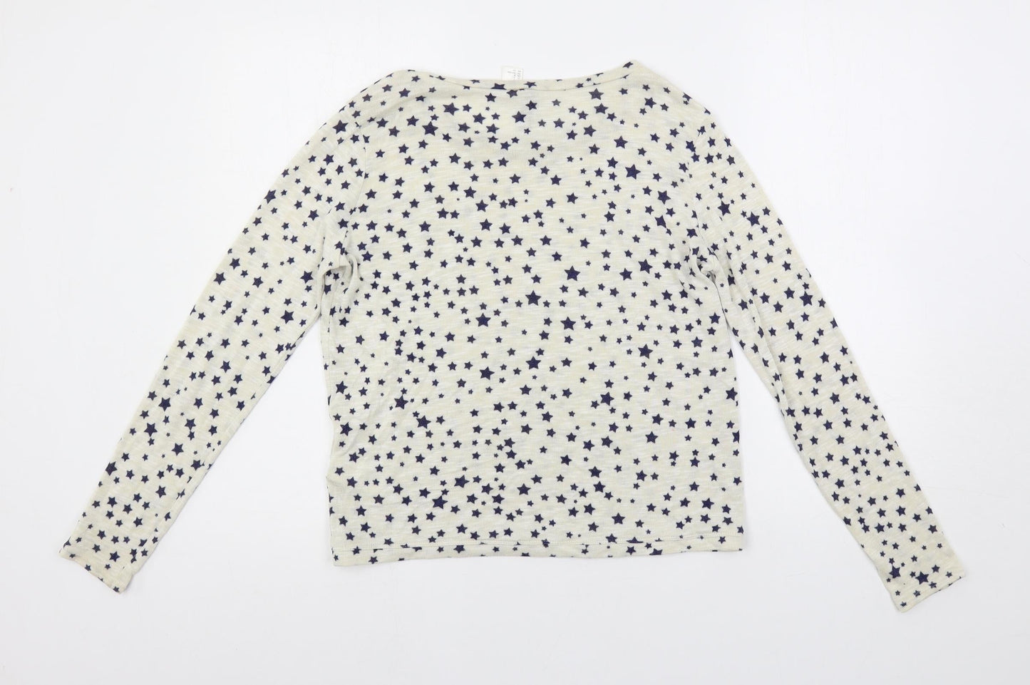 H&M Womens Ivory Boat Neck Geometric Polyester Pullover Jumper Size S - Star Print