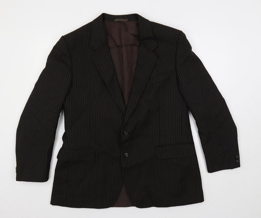 Hornes Mens Brown Striped Wool Jacket Suit Jacket Size 40 Regular