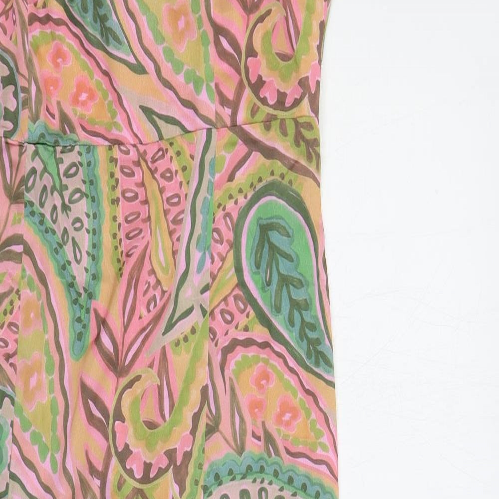 Glamorous Womens Multicoloured Geometric Polyester Slip Dress Size 12 V-Neck Zip