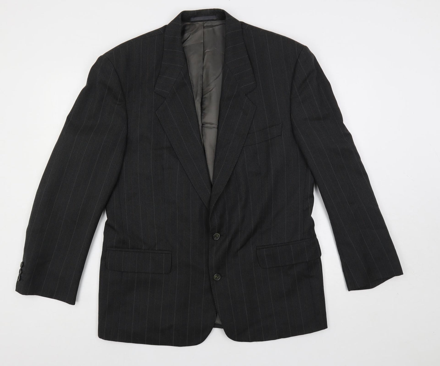 Horne Brothers Mens Grey Striped Wool Jacket Suit Jacket Size 40 Regular