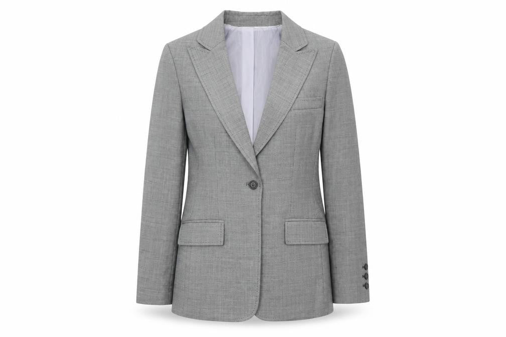 Anne Klein Womens Grey Geometric Jacket Blazer Size 10 Button