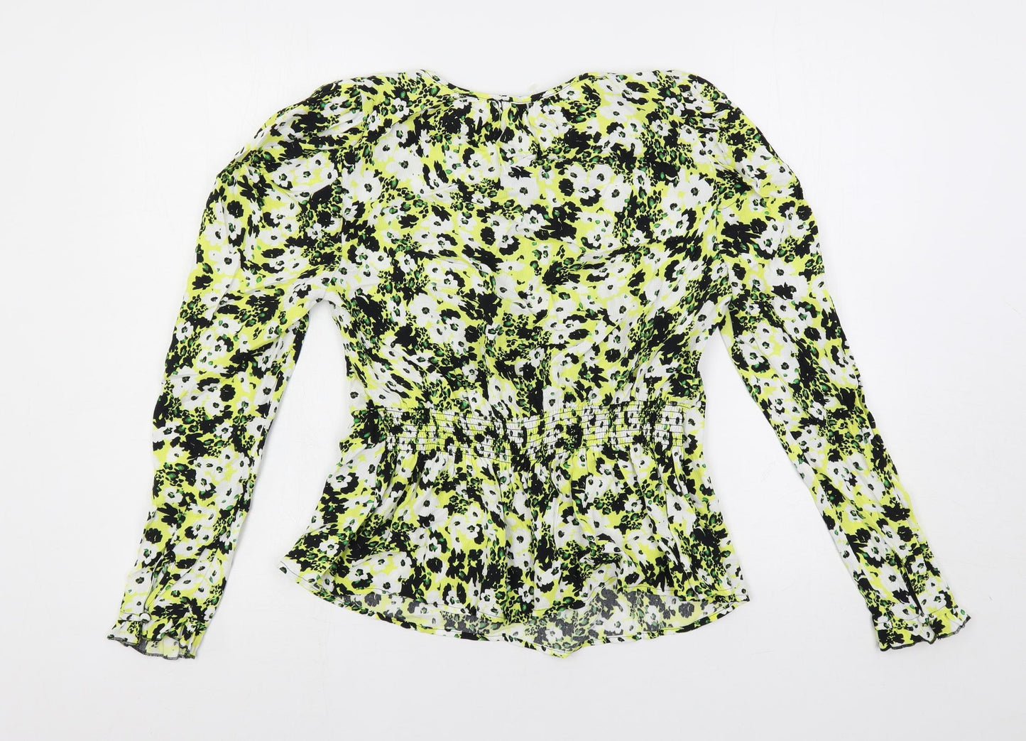 Marks and Spencer Womens Multicoloured Geometric Viscose Basic Blouse Size 8 V-Neck
