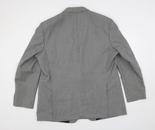 Varteks Mens Black Geometric Polyester Jacket Suit Jacket Size 48 Regular