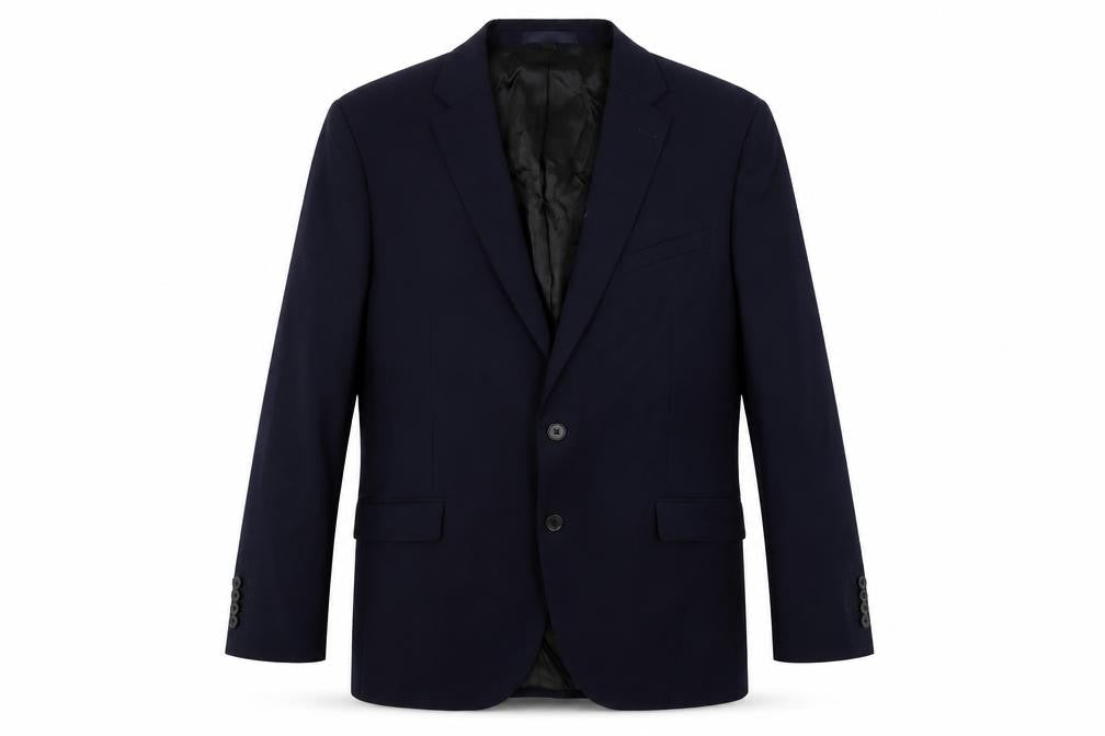 Front view of Autograph men’s blue wool jacket suit jacket, size 44, regular