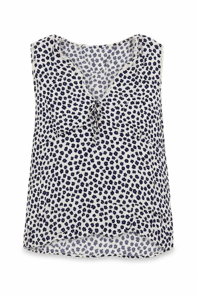 Marks and Spencer Womens Ivory Floral Viscose Basic Blouse Size 12 V-Neck
