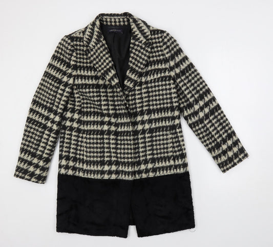 Marks and Spencer Womens Black Geometric Pea Coat Coat Size 12 Button