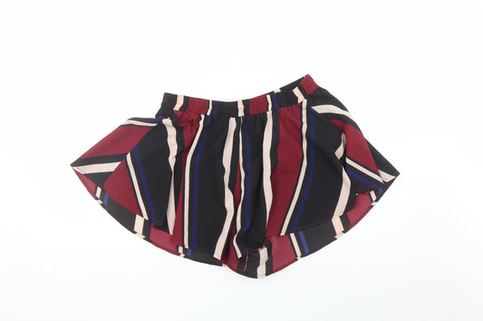 PRETTYLITTLETHING Womens Multicoloured Striped Polyester Sailor Shorts Size 12 L3 in Regular - Elasticated Waist