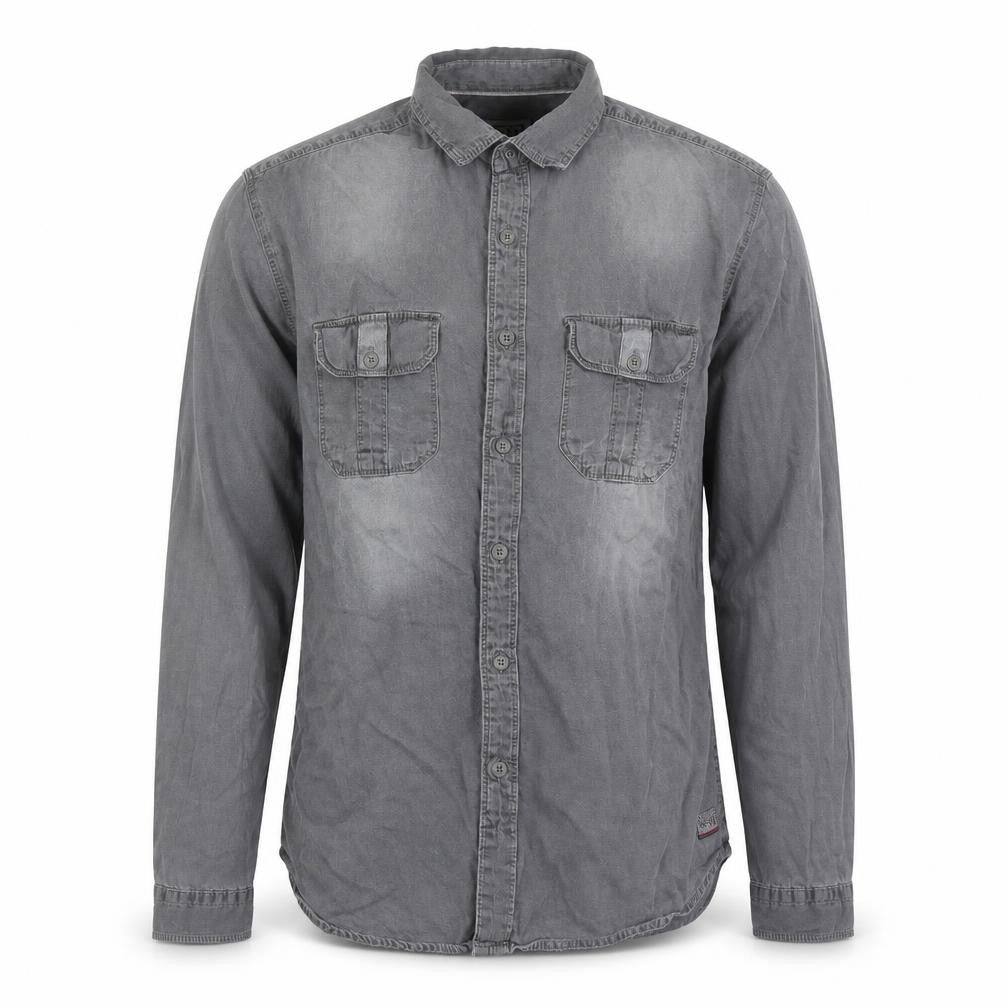 DNMX Mens Grey Cotton Button-Up Size S Collared Button