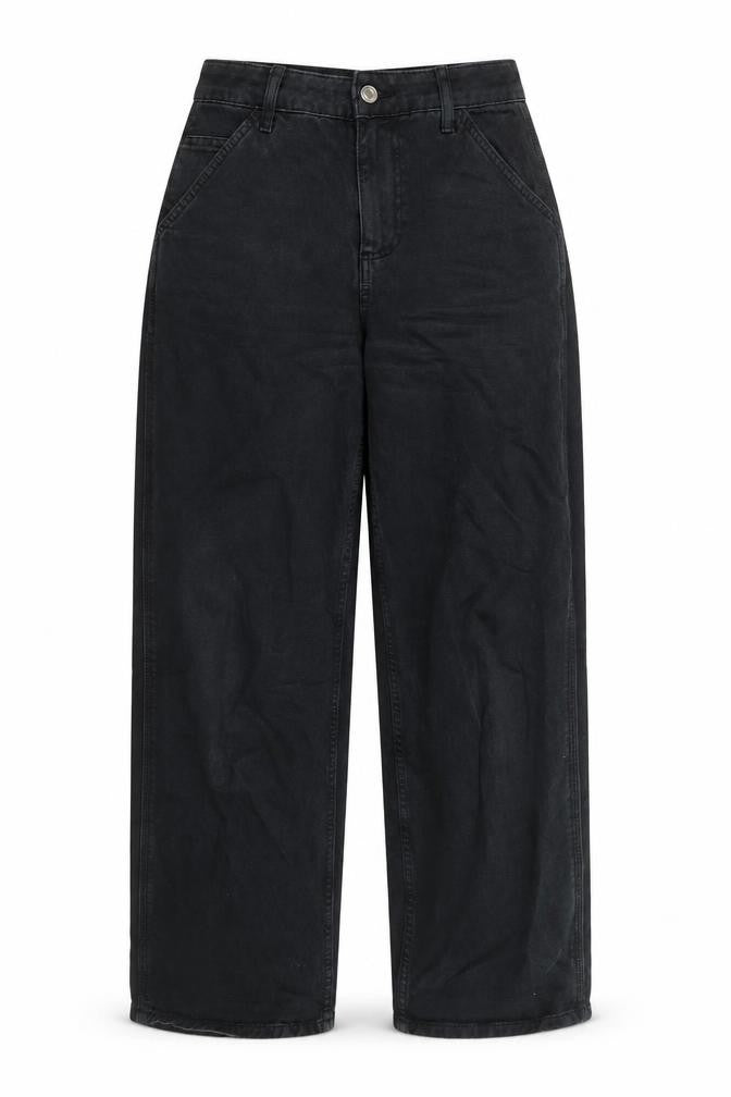 Front view of ASOS women’s black cotton mom jeans, size UK 6, 29-inch leg regular zip