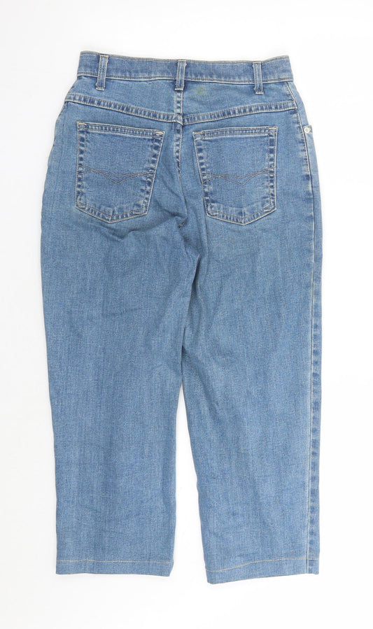 St Michael Womens Blue Cotton Cropped Jeans Size 8 L20 in Regular Zip - Vintage