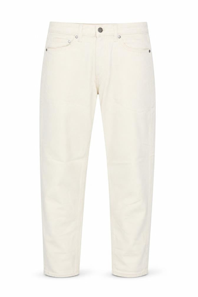 Marks and Spencer Mens Ivory Cotton Tapered Jeans Size 30 in L33 in Regular Zip