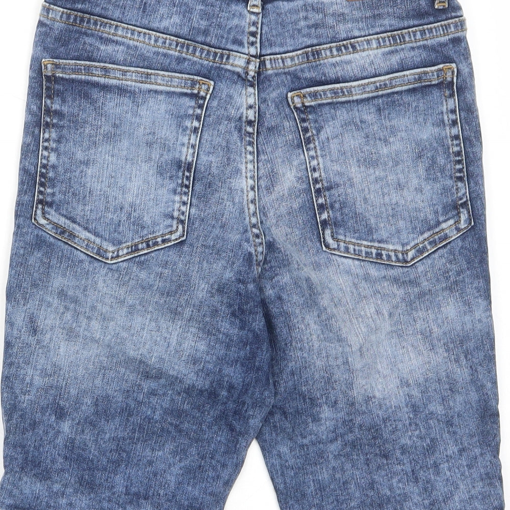 Outfit Boys Blue Cotton Bermuda Shorts Size 12 Years L9 in Regular Zip - Distressed, Pockets, Belt Loops