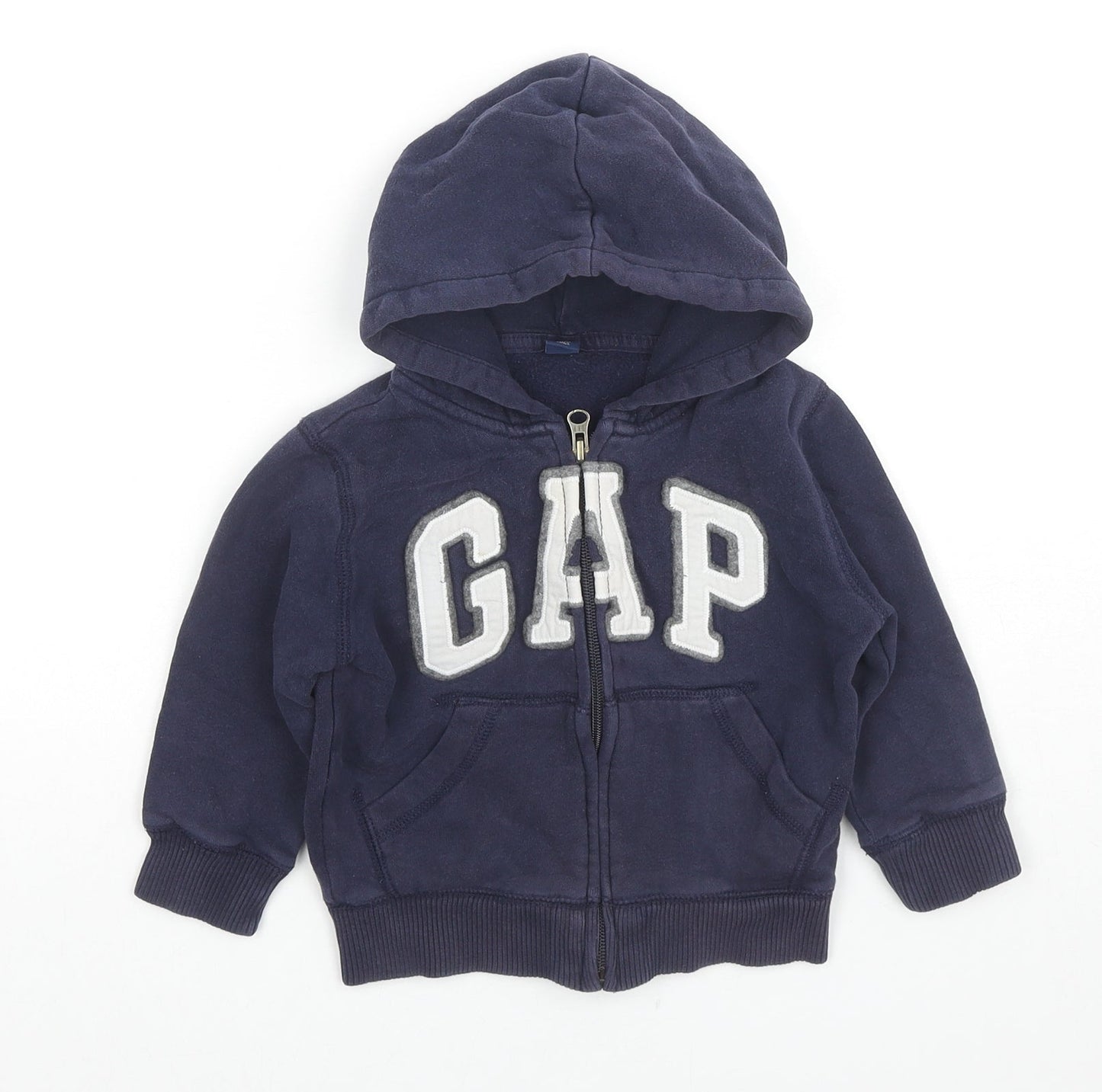 Gap Boys Blue Cotton Full Zip Hoodie Size 2 Years Zip - Logo