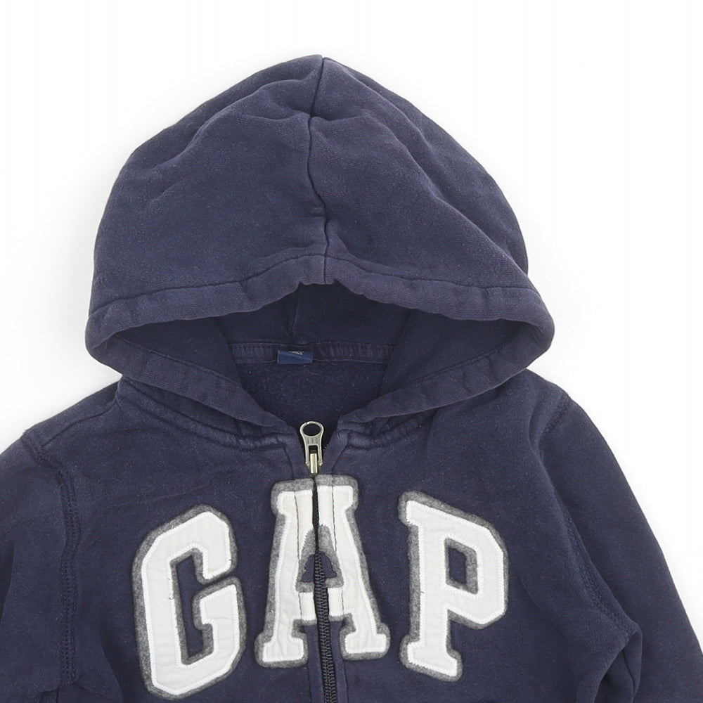 Gap Boys Blue Cotton Full Zip Hoodie Size 2 Years Zip - Logo