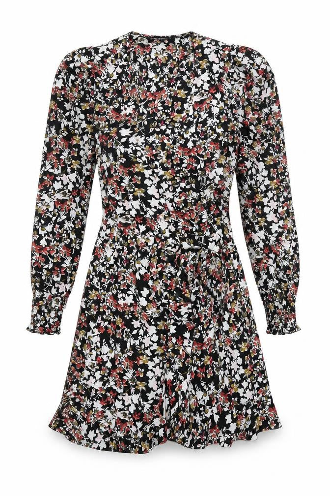 Little Mistress Womens Multicoloured Floral Polyester Wrap Dress Size 6 V-Neck Tie - Frill