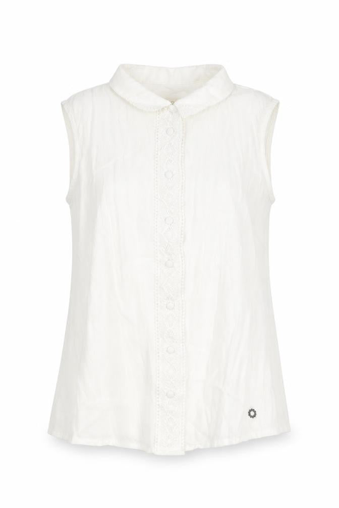 Nümph Womens White Polyester Basic Blouse Size 12 Collared - Lace Trim