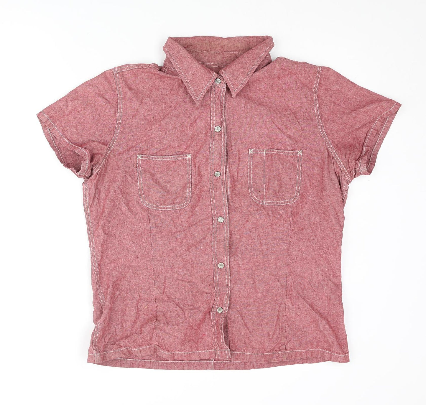 Gap Womens Red Polyester Basic Button-Up Size XL Collared