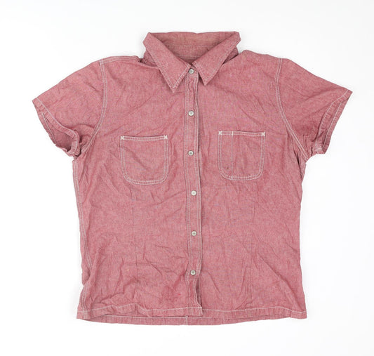 Gap Womens Red Polyester Basic Button-Up Size XL Collared
