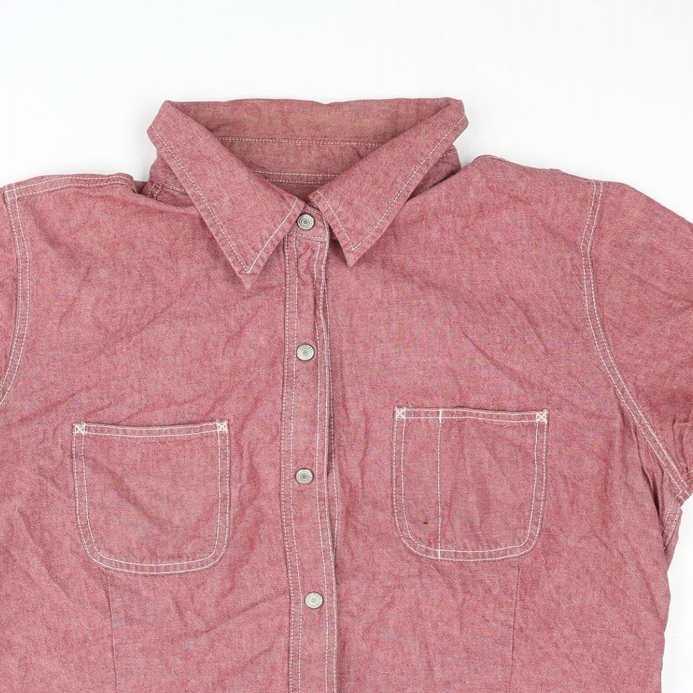 Gap Womens Red Polyester Basic Button-Up Size XL Collared