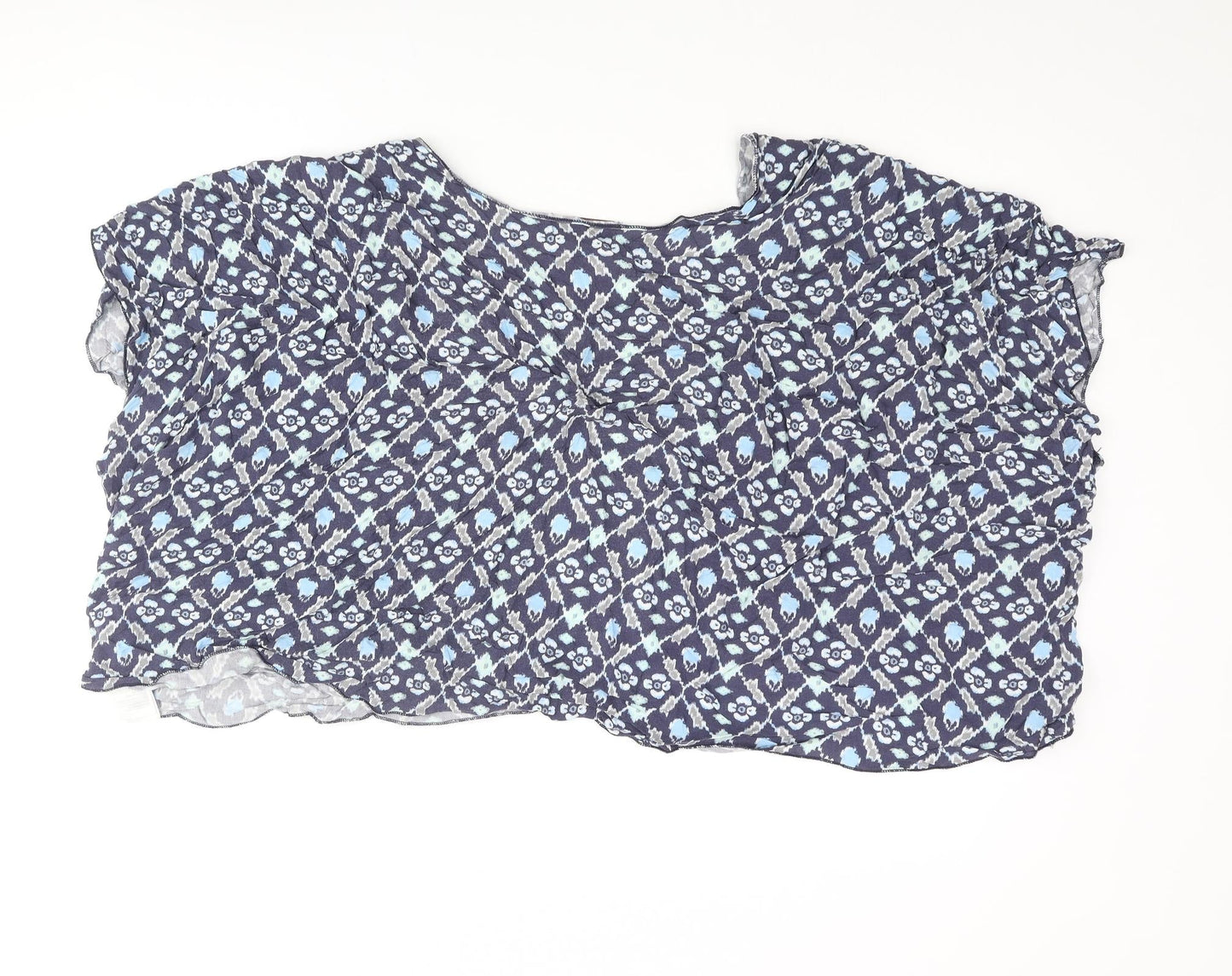 Hollister Womens Blue Geometric Viscose Kimono Blouse One Size V-Neck