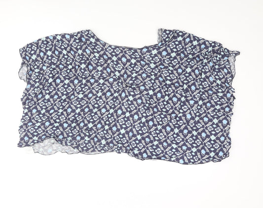 Hollister Womens Blue Geometric Viscose Kimono Blouse One Size V-Neck