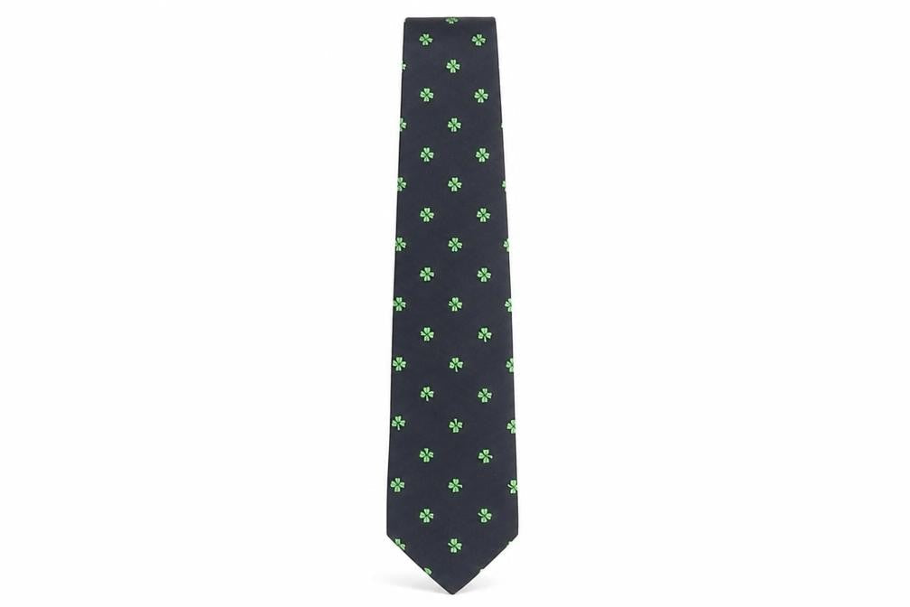 Hortex Mens Blue Geometric Polyester Pointed Tie One Size - Clover Print