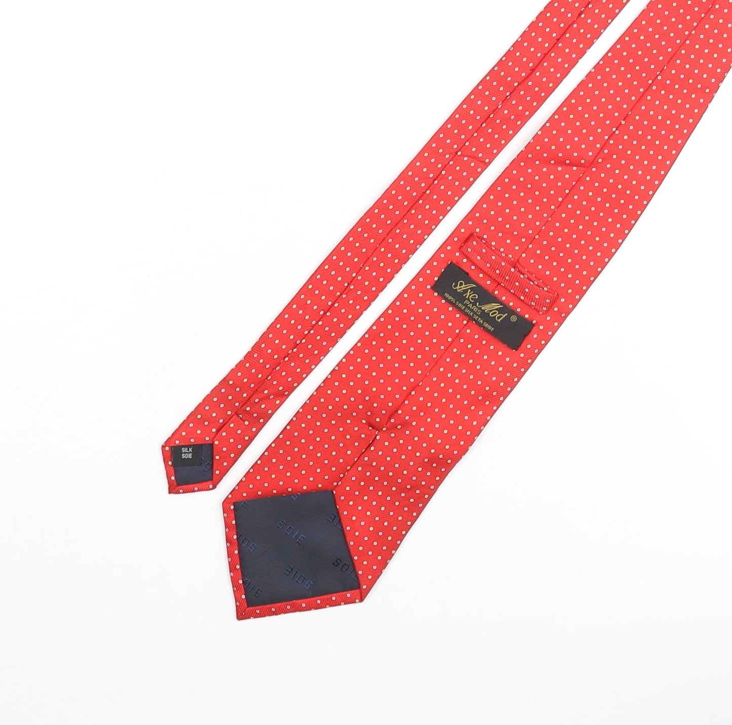 Axe Mod Mens Red Polka Dot Silk Pointed Tie One Size