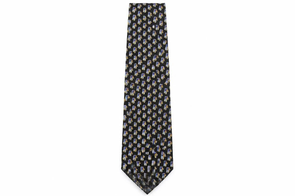 Benjamin James Mens Multicoloured Geometric Silk Pointed Tie One Size